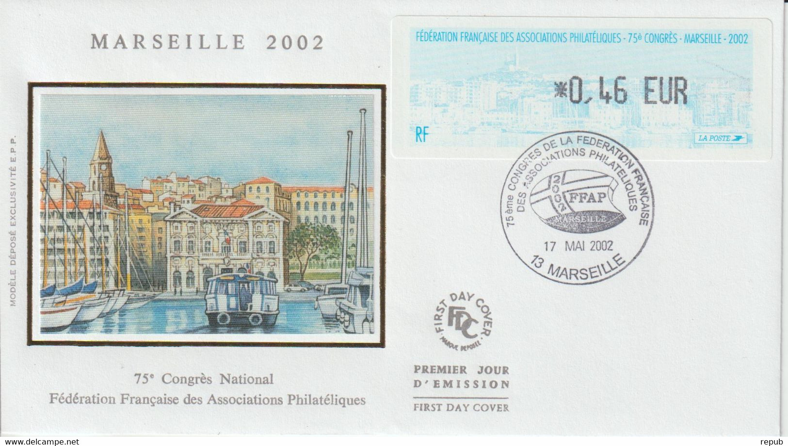 Vignette Illustrée Marseille 2002 Enveloppe FDC - 1999-2009 Illustrated Franking Labels