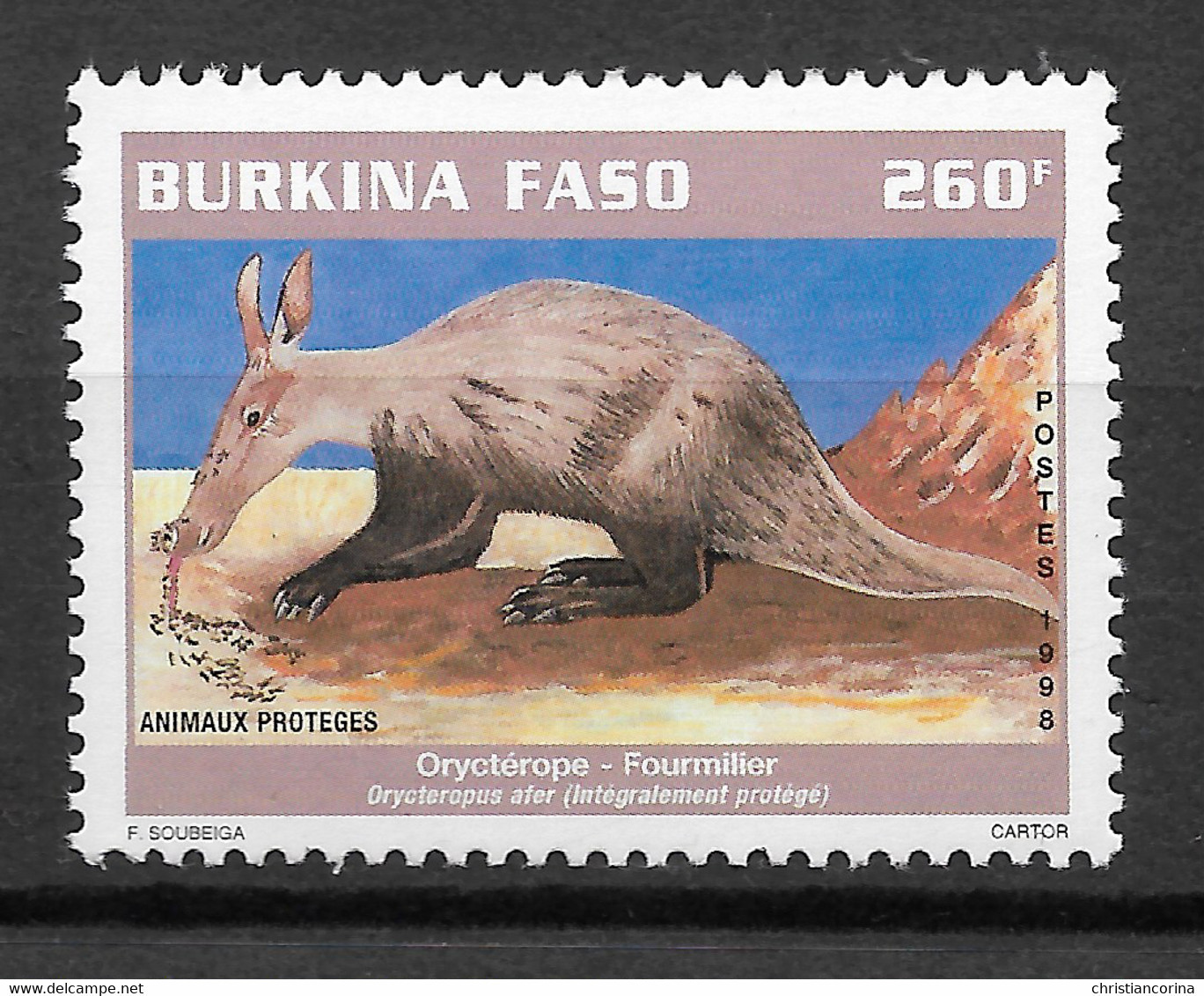 BURKINA FASO 1999 FAUNA AARDVARK - Burkina Faso (1984-...)