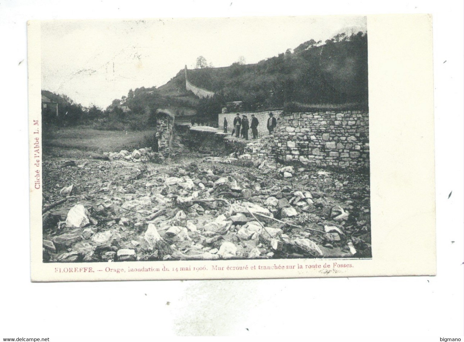 Floreffe. Orage, Inondation Du 14 Mai 1906. Mur écroulé Et Tranchée Sur La Route De Fosses. - Floreffe