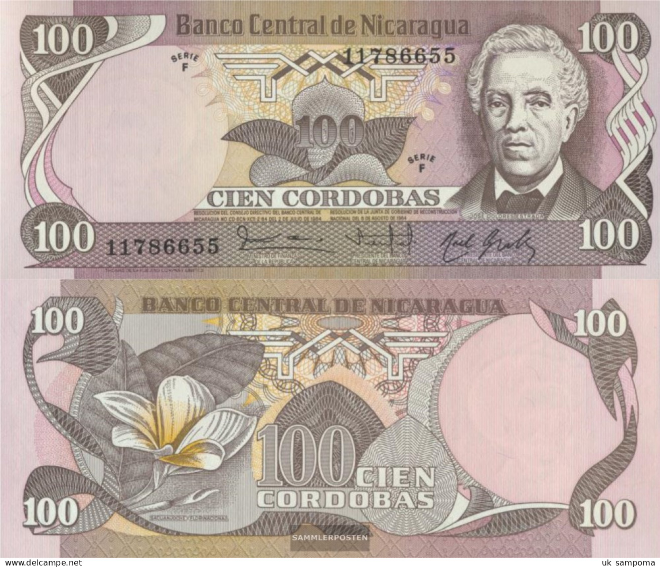 Nicaragua Pick-number: 141 Uncirculated 1984 100 Córdobas - Nicaragua