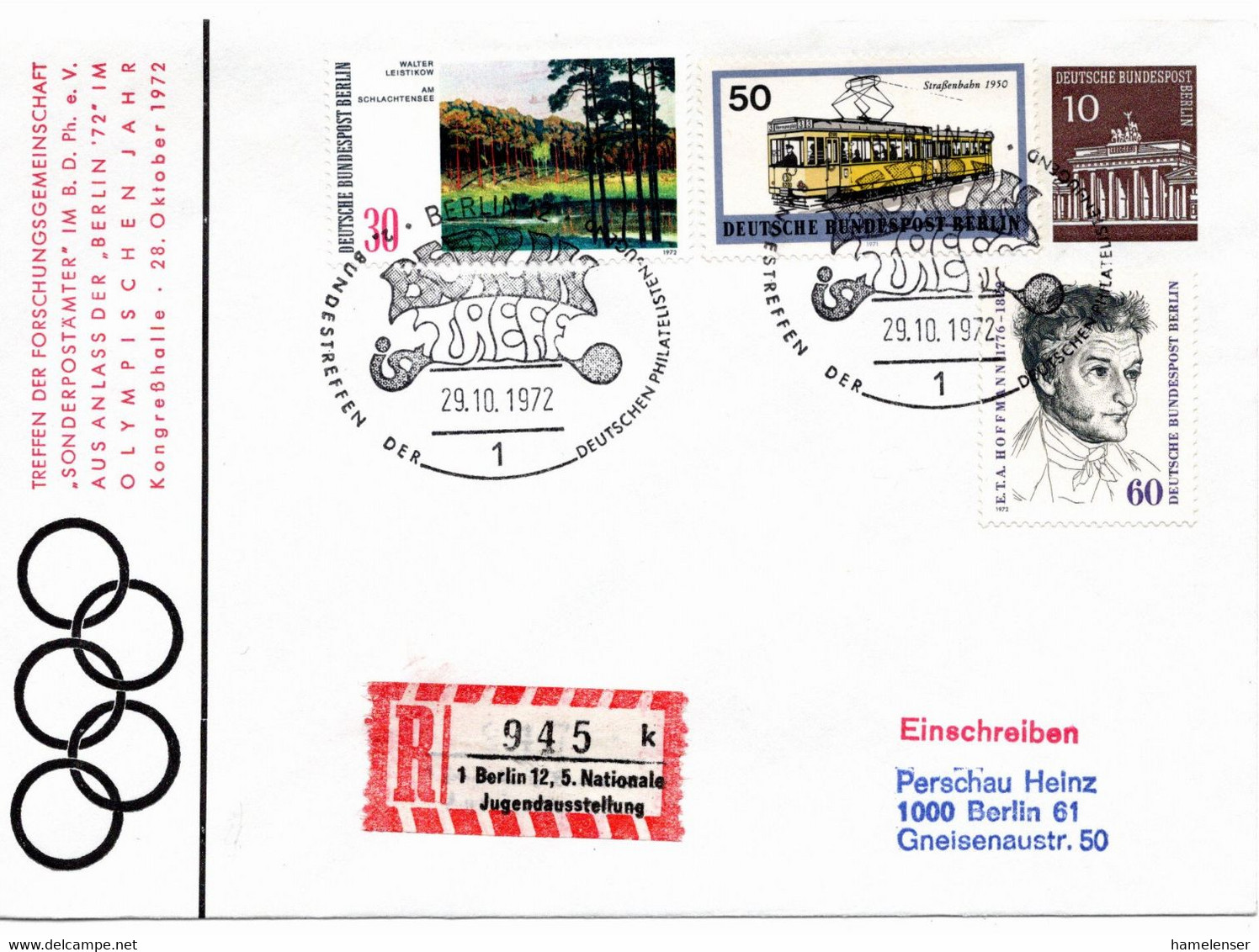 54676 - Berlin - 1972 - 10Pfg Brandenburger Tor PGAUmschl M ZusFr Als R-OrtsBf SoStpl BERLIN - BERLIN TREFF ... - Other & Unclassified