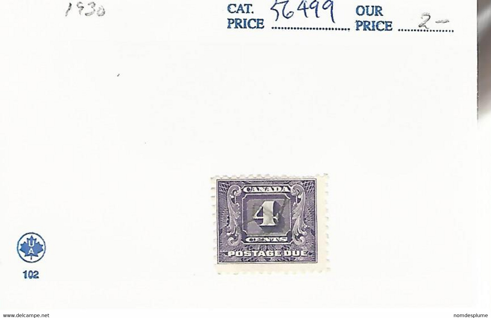 56499 ) Canada Postage Due 1930 - Portomarken