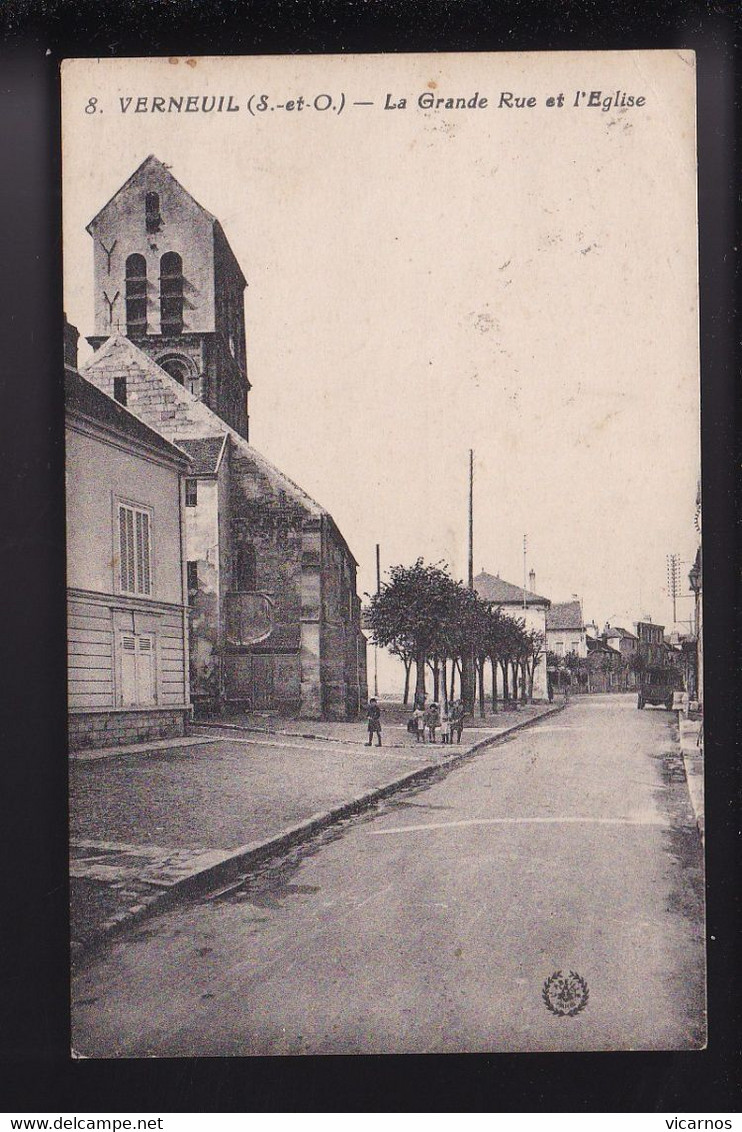 CP 78 VERNEUIL La Grande Rue Et L'église - Verneuil Sur Seine