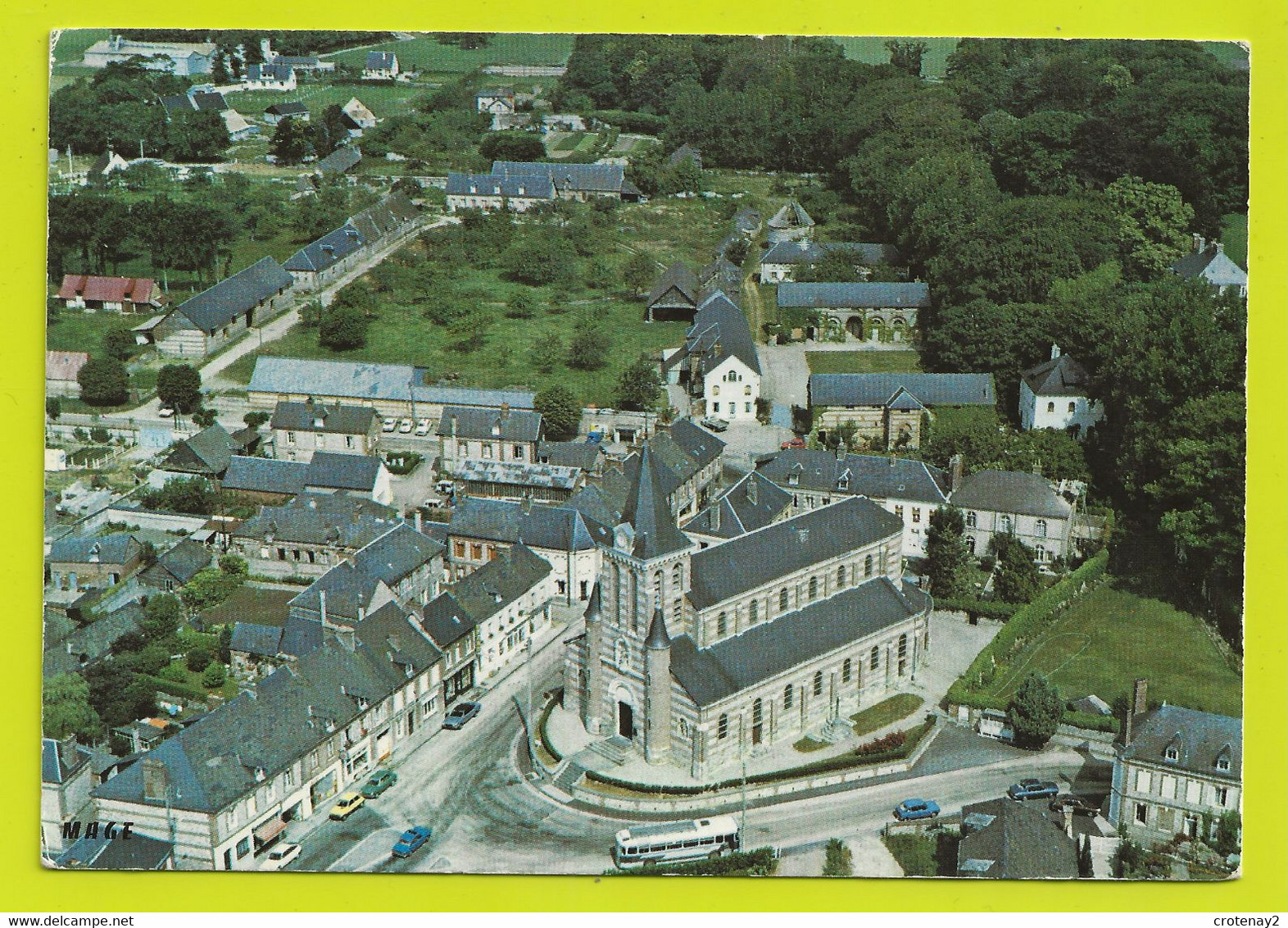 76 SASSETOT Vers Valmont En 1987 Vue Aérienne Sur L'Eglise BUS Ancien Citroën GS ? Vespasiennes - Valmont