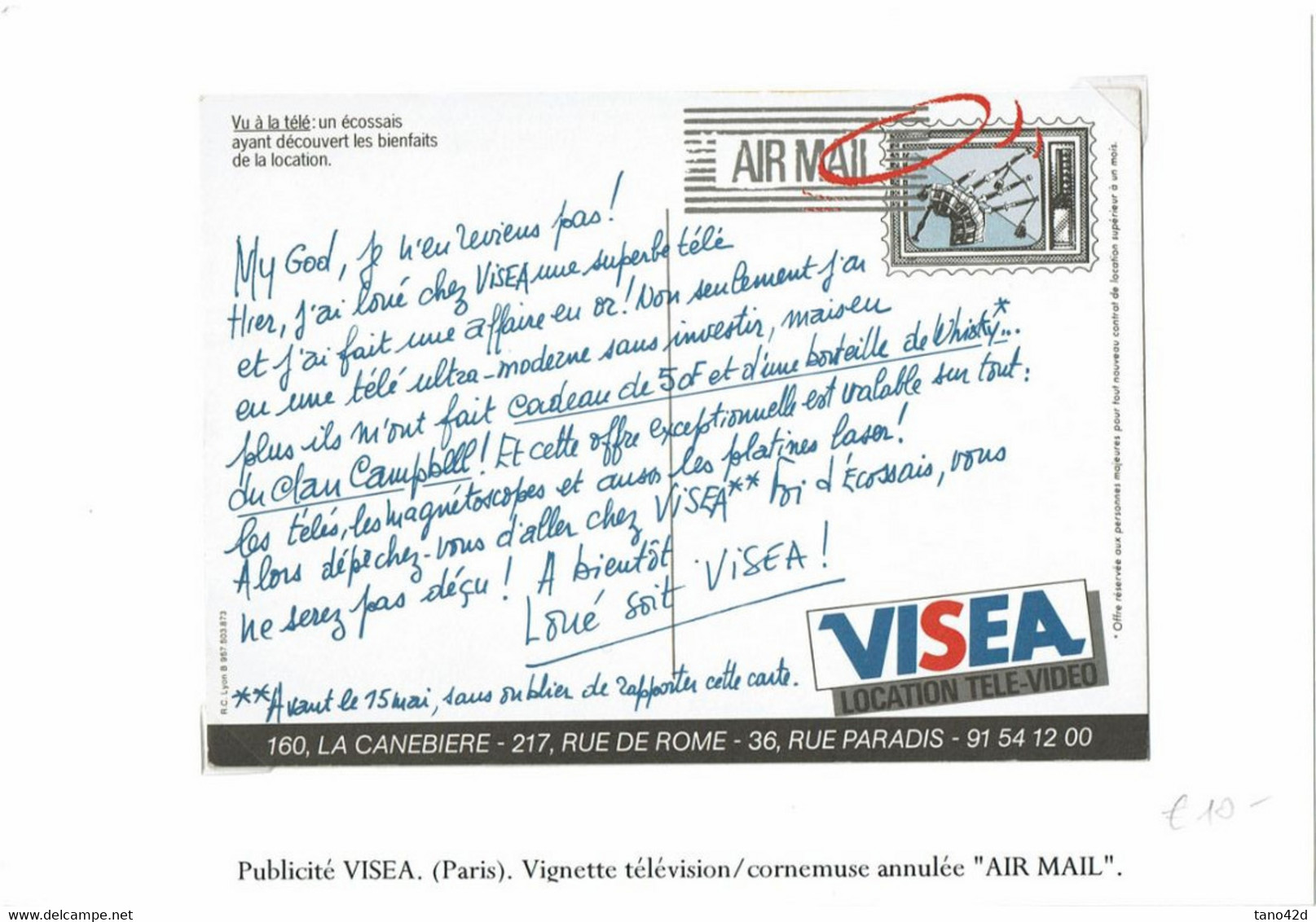 GMZ -  PSEUDO PUBLICITE VISEA - Pseudo-entiers Privés