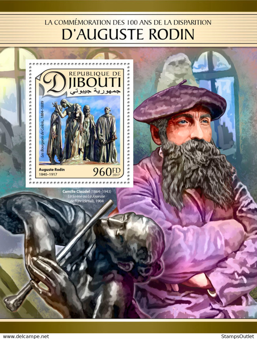 2017 DJIBOUTI MNH AUGUSTE RODIN   |  Yvert&Tellier Code: 166  |  Michel Code: 1522 / Bl.608  |  Scott Code: 1135 - Djibouti (1977-...)