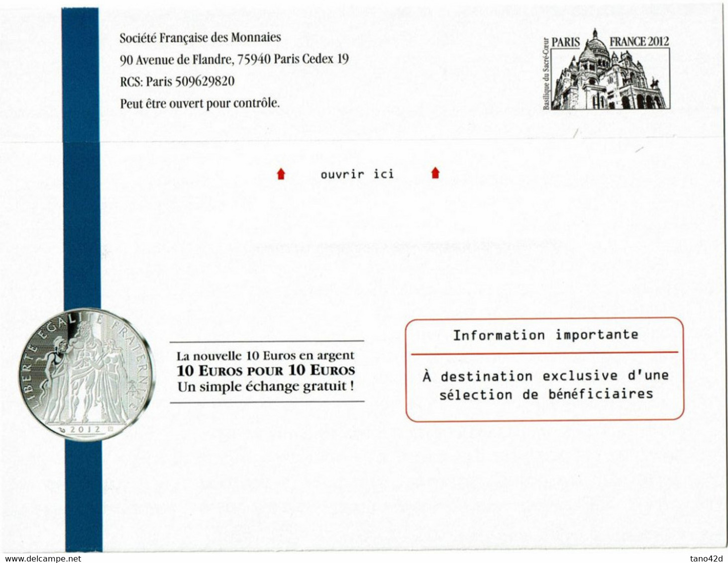 GMZ -  PSEUDO  PUBLICITE S.CE FRANCAIS DES MONNAIES - Private Stationery