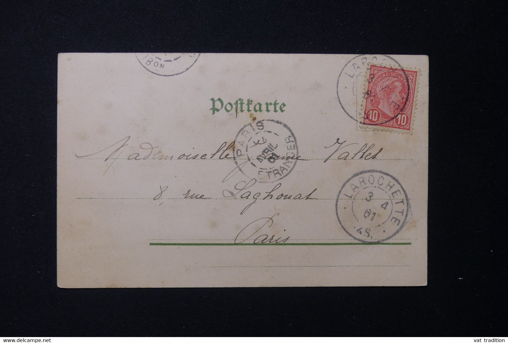 LUXEMBOURG - Affranchissement De Larochette Sur Carte Postale En 1901 Pour Paris - L 131479 - 1895 Adolphe De Profil