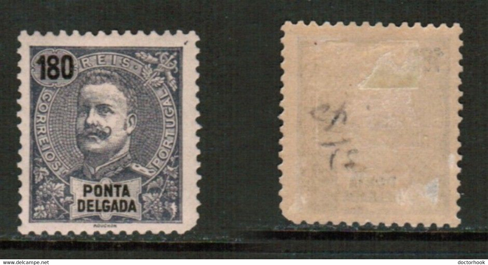 PONTA DELGADA   Scott # 37* ORIGINAL GUM HINGED (CONDITION AS PER SCAN) (Stamp Scan # 823-10) - Ponta Delgada