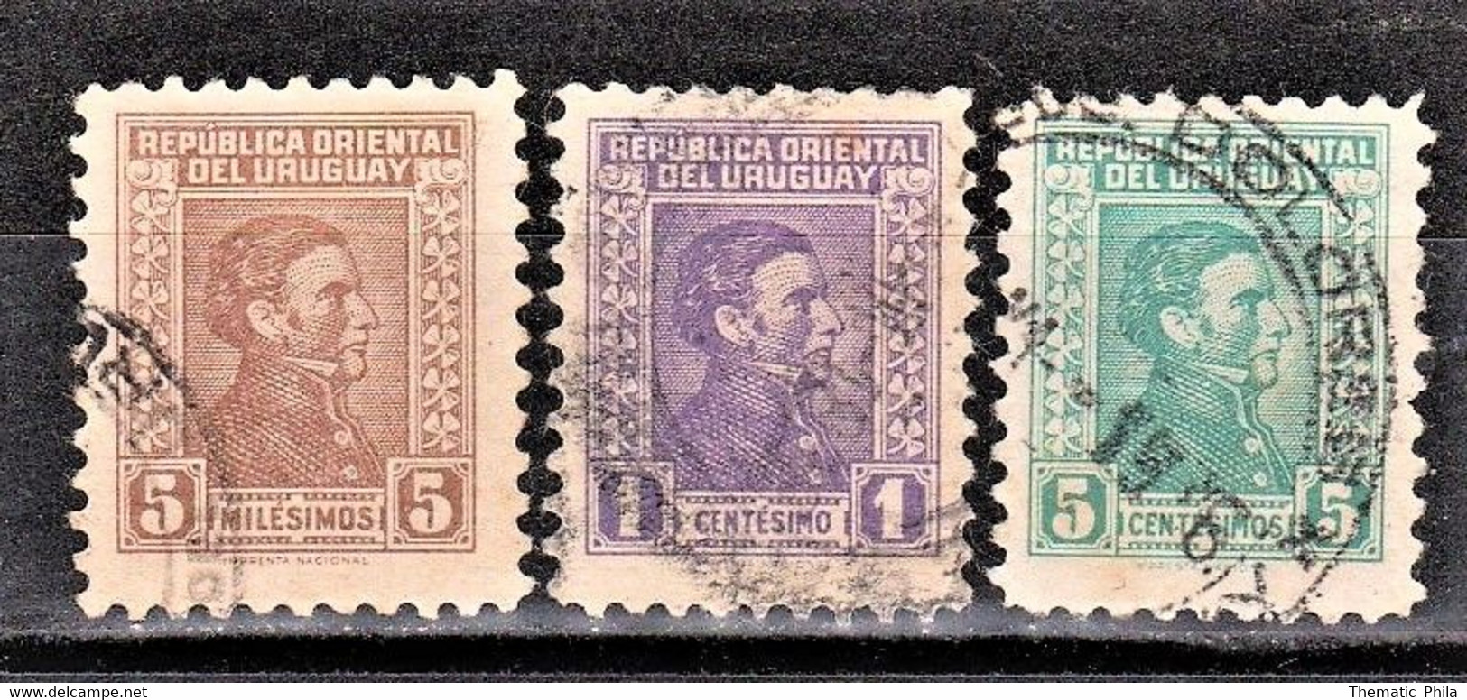 1935 URUGUAY Used Yvert 484/6  -  Artigas Hero - Uruguay