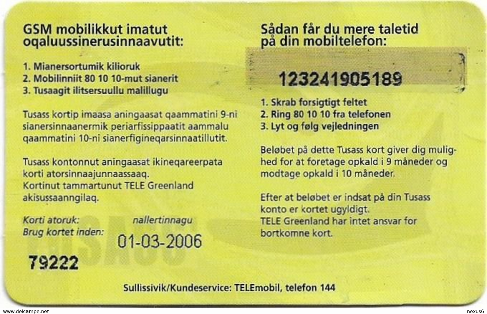 Greenland - Tusass - Purple Red Design, GSM Refill, 100kr. Exp. 01.03.2006, Used - Grönland