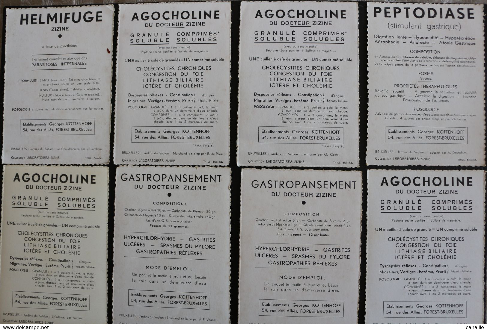 XX-4/Lot De 21 Cartes Bruxelles -  Publicité Pharmaceutique Helmifuge Zizine Bruxelles Etablissements Goerges Kottenhoff - Lots, Séries, Collections