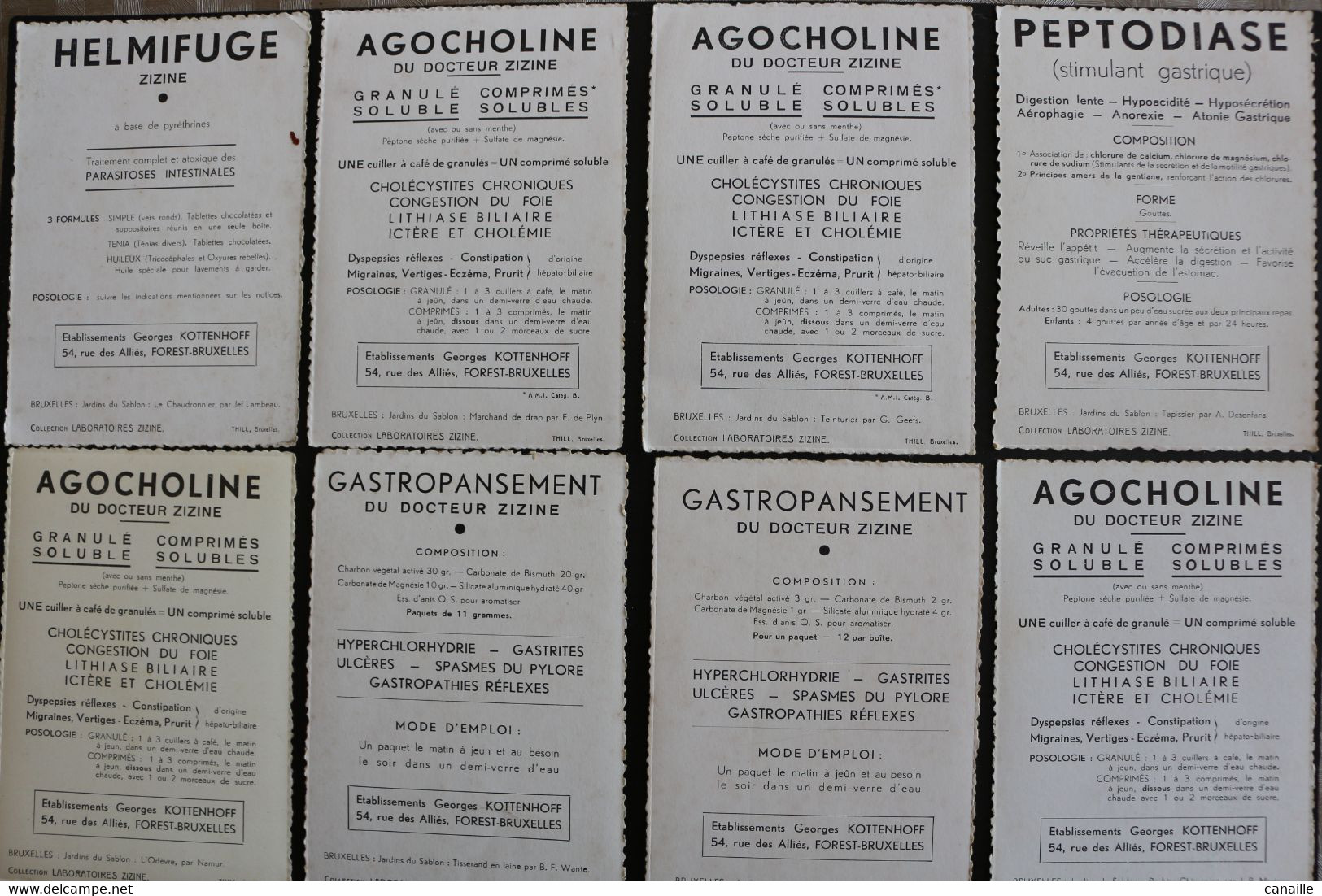 XX-4/Lot De 21 Cartes Bruxelles -  Publicité Pharmaceutique Helmifuge Zizine Bruxelles Etablissements Goerges Kottenhoff - Lotes Y Colecciones