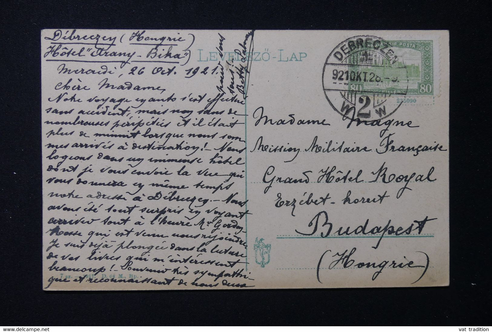 HONGRIE - Affranchissement De Debreczen Sur Carte Postale En 1921 Pour Budapest - L 131495 - Postmark Collection