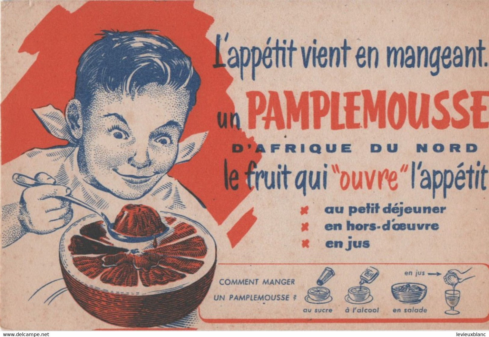 Buvard Ancien /L'appétit Vient En Mangeant Un PAMPLEMOUSSE D'Afrique Du Nord/ Vers 1950-1960        BUV653 - Lebensmittel