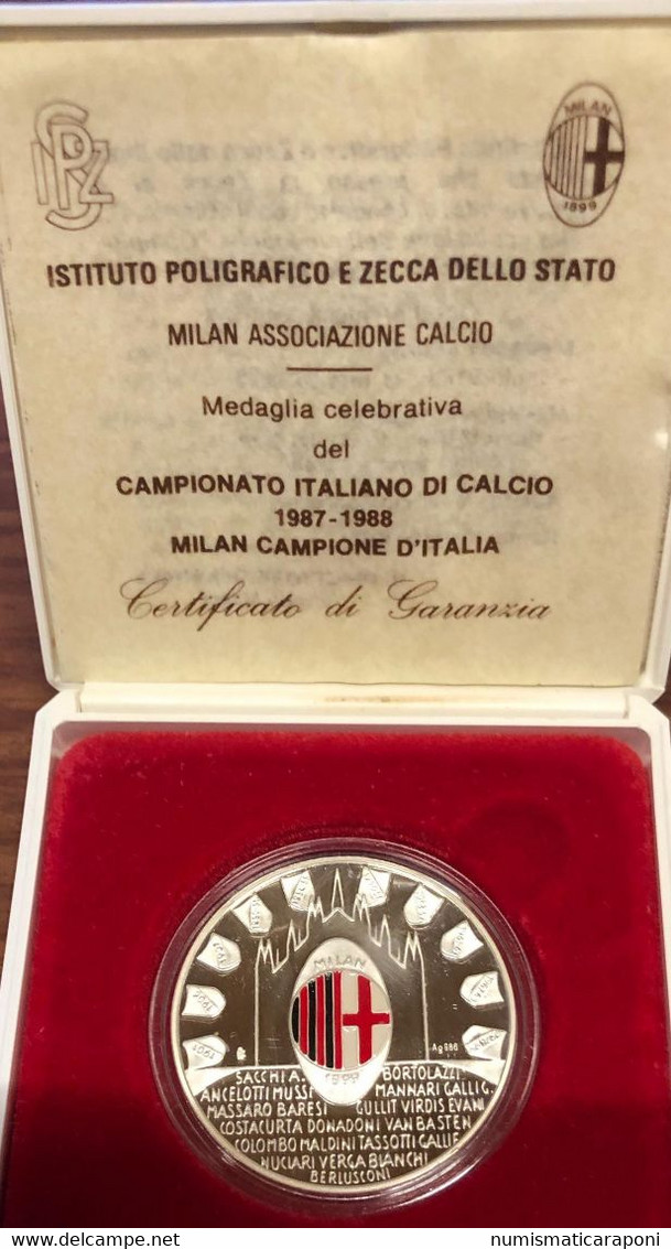 MEDAGLIA MILAN CAMPIONE D'ITALIA 1987-1988 PROOF In Box - Professionnels/De Société