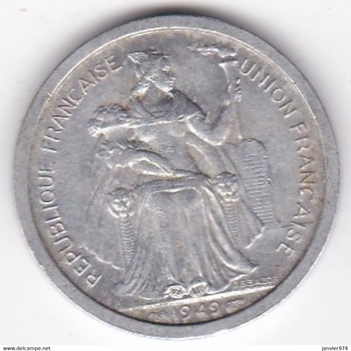 Nouvelle-Calédonie – Union Française. 2 Francs 1949. Aluminium - Nouvelle-Calédonie