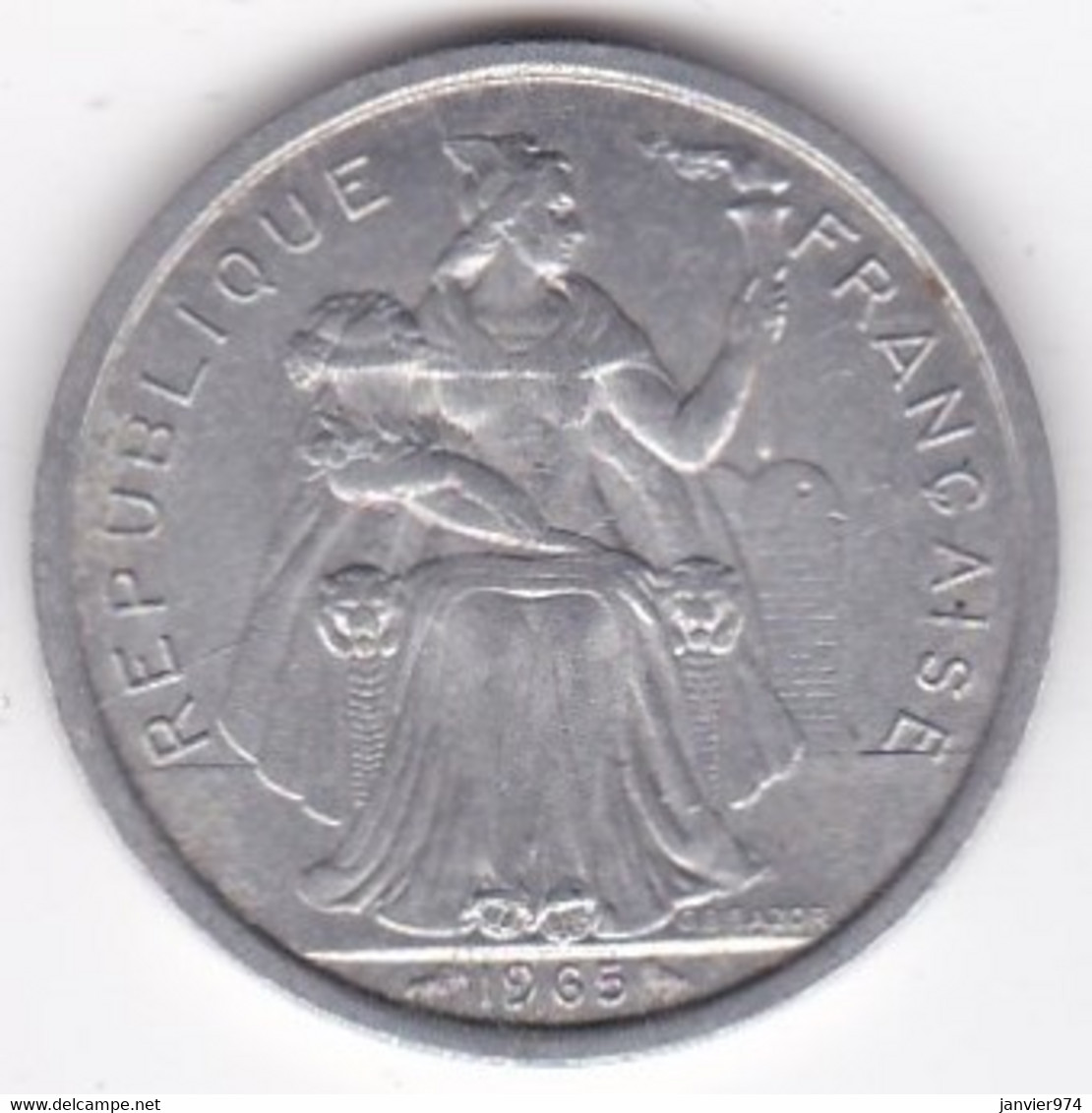 Polynésie Française . 2 Francs 1965, En Aluminium - Französisch-Polynesien