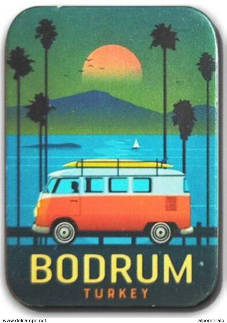 Retro Magnet, Volkswagen Camper Van, Bodrum/ Turkey, Summer Holiday, Tourism 4,5 X 6,5 Cm, Thickness 3mm - Other & Unclassified