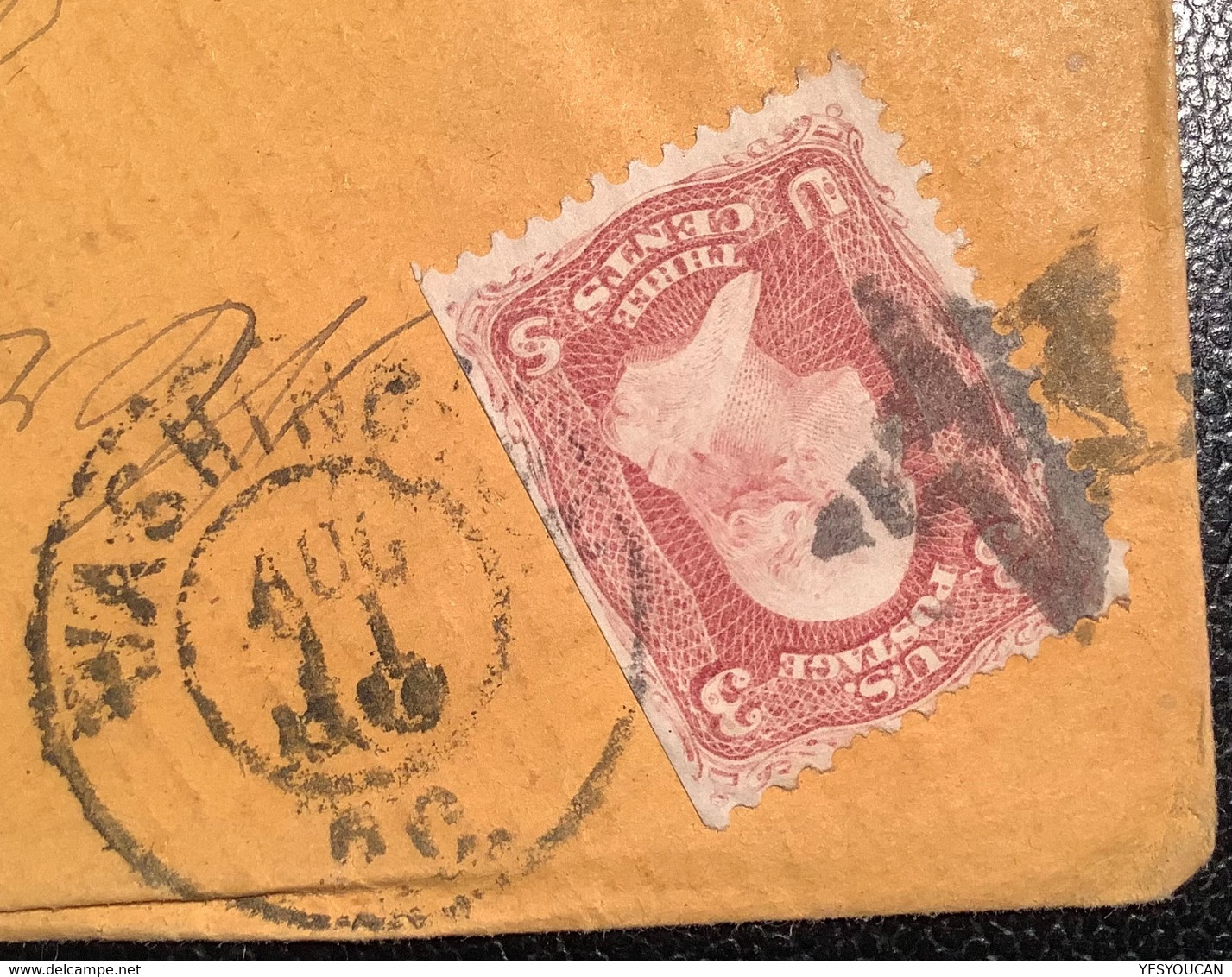 FANCY CANCEL HOLLOW STAR Of "WASHINGTON DC 1864" Cover>NY Fkd 1861 3c Sc.65 (US USA Crypto Bitcoin - Briefe U. Dokumente