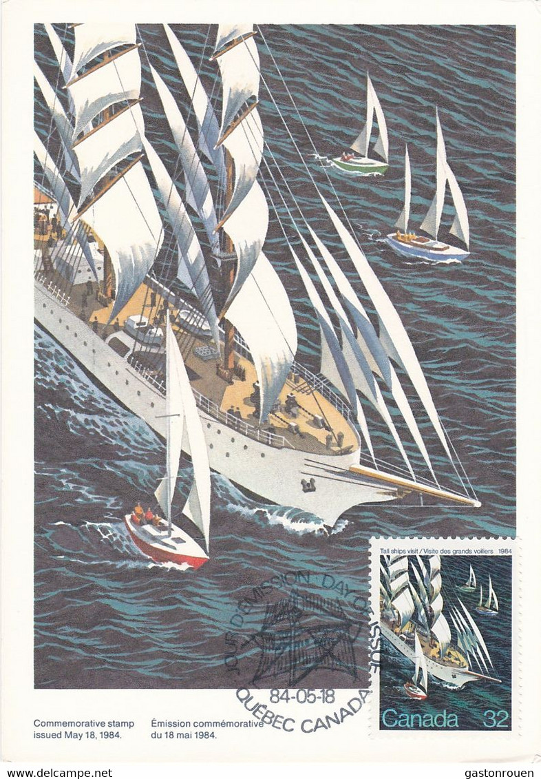 Carte Maximum Bateau Ship Canada 1984 Tall Ships Race - Tarjetas – Máxima