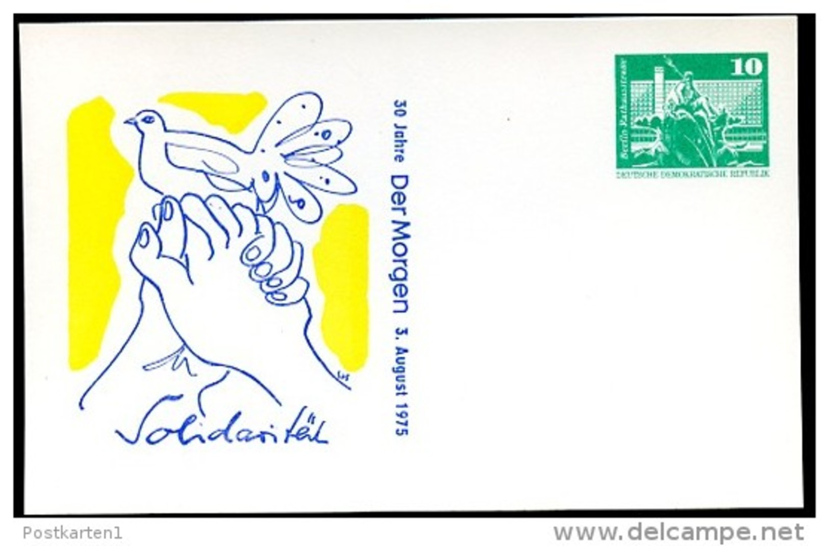 DDR PP16 D1/001a Privat-Postkarte 30 J. DER MORGEN Halle 1975 NGK 3,00 € - Privé Postkaarten - Ongebruikt
