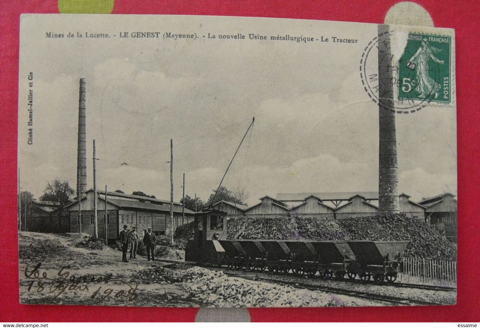 Carte Postale. Mayenne 53. Le Genest. La Nouvelle Usine Métallurgique. Le Tracteur. Train Wagonnet. Mines De La Lucette - Le Genest Saint Isle