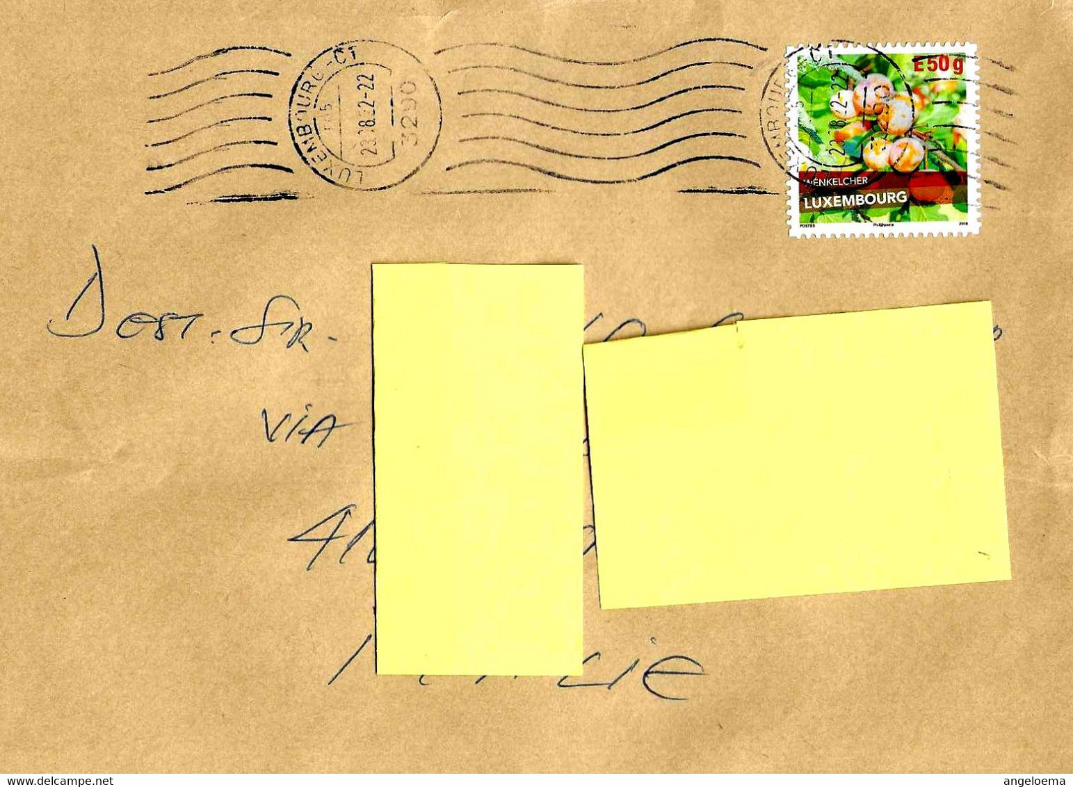 LUXEMBOURG - 2022 Lettera Per L'Italia Con Francobollo Singolo 2018 Frutta Prugne Emesso Solo In Carnet - 17235 - Storia Postale