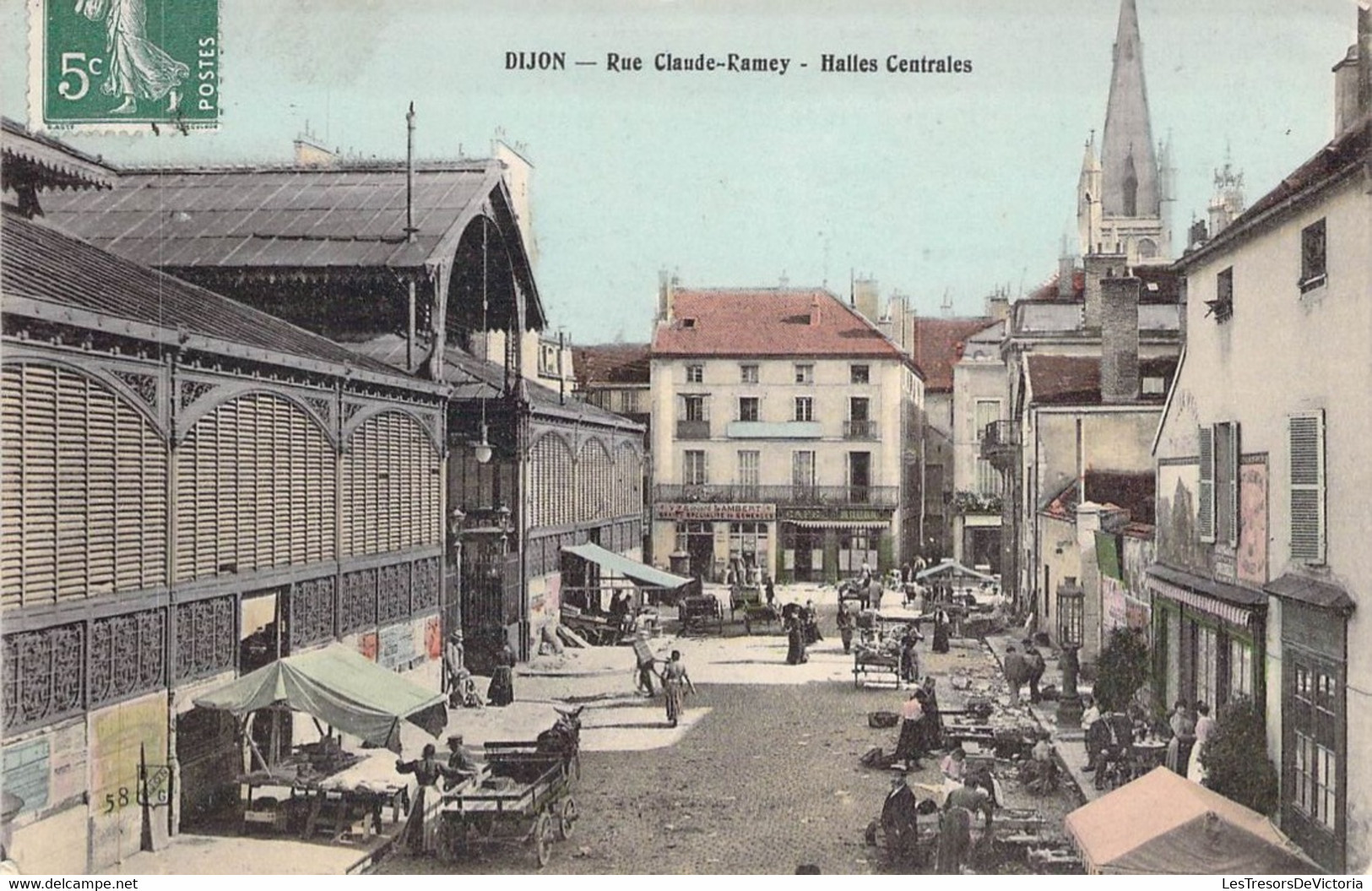 CPA France - Dijon - Rue Claude Ramey - Halles Centrales - Animée - Etalage - Marchés - Colorisée - Dijon