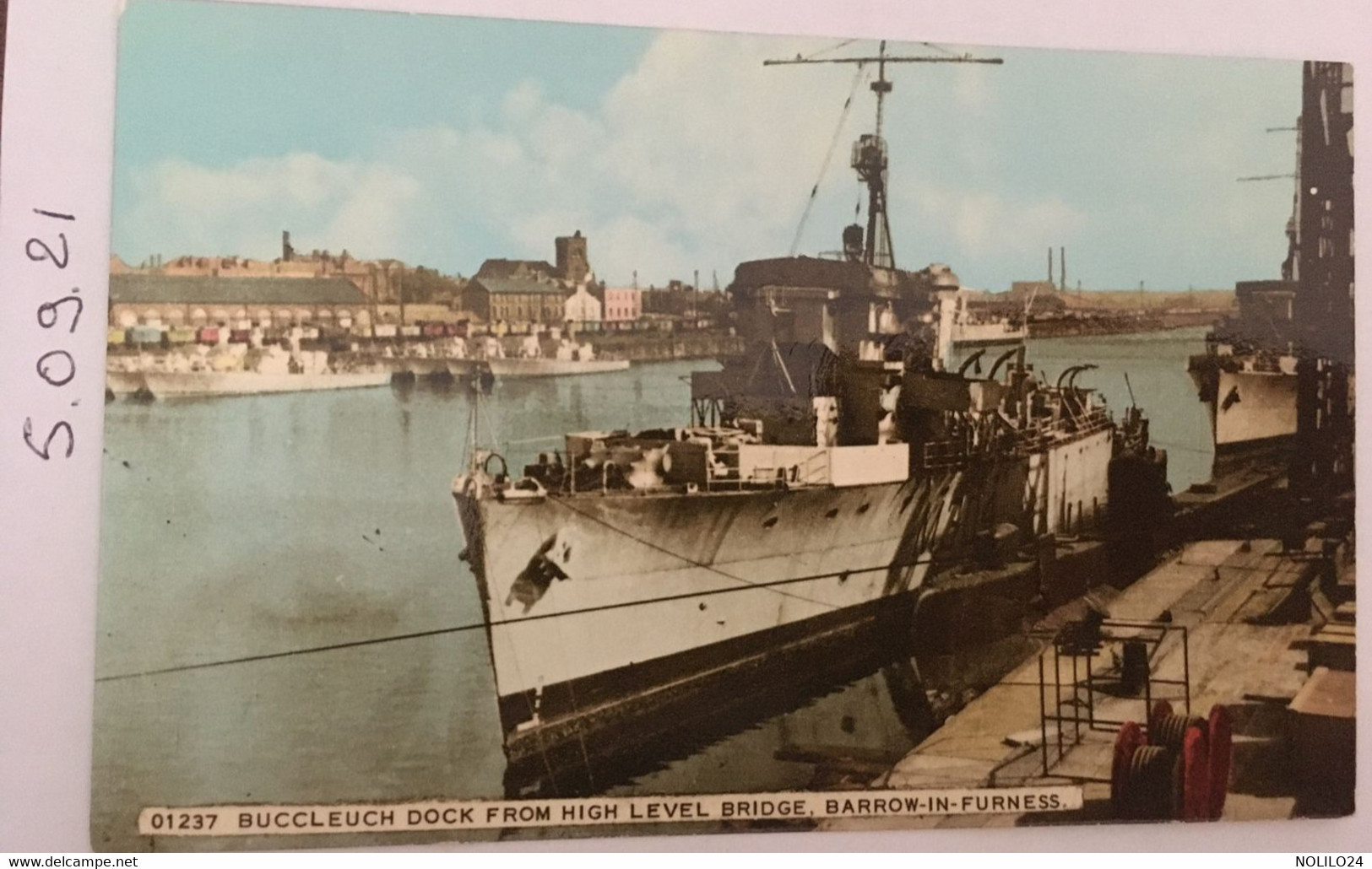 Cpa écrite, Buccleuch Dock From High Level Bridge Barrow In Furness, éd Harvey Barton - Barrow-in-Furness