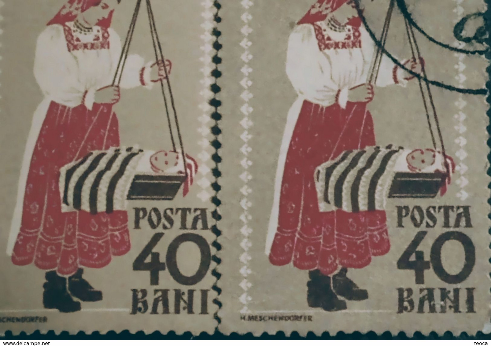 Errors Romania 1958  # MI 1740 A Printed With Errors  Traditional Popular Costume Țară Orașului Area - Plaatfouten En Curiosa