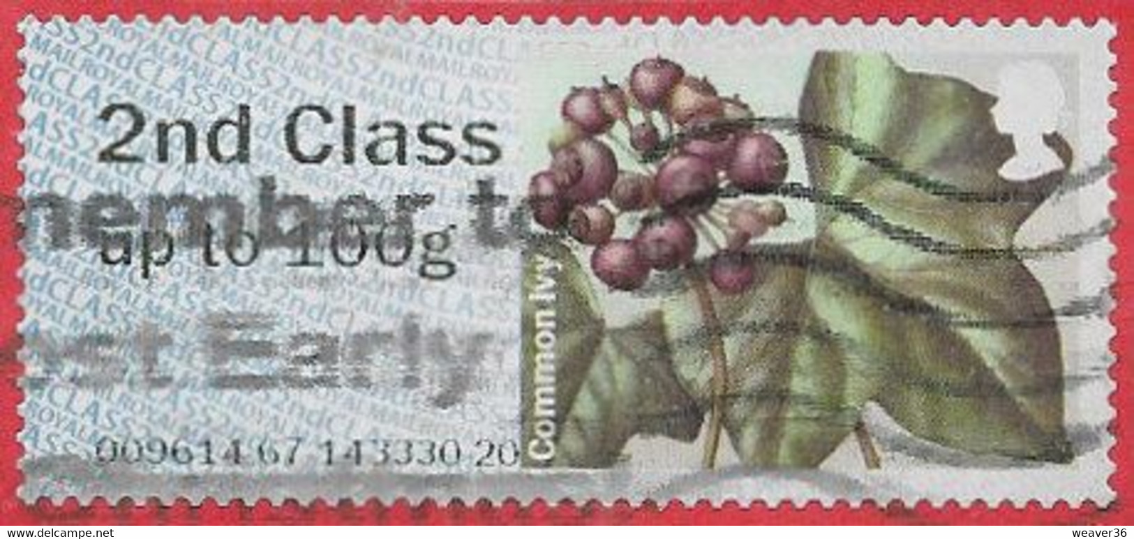 GB 2014 Winter Greenery 2nd Type 1 Code 009614 Used [32/40/ND] - Post & Go Stamps