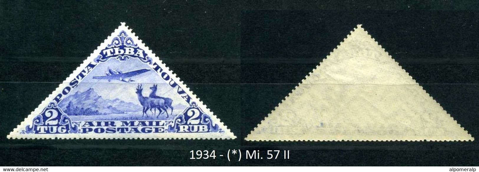 TANNU-TUVA 1934 (*) - Mi. 49-57 (I & II), Postage stamps: plane over landscapes with animals | Air post