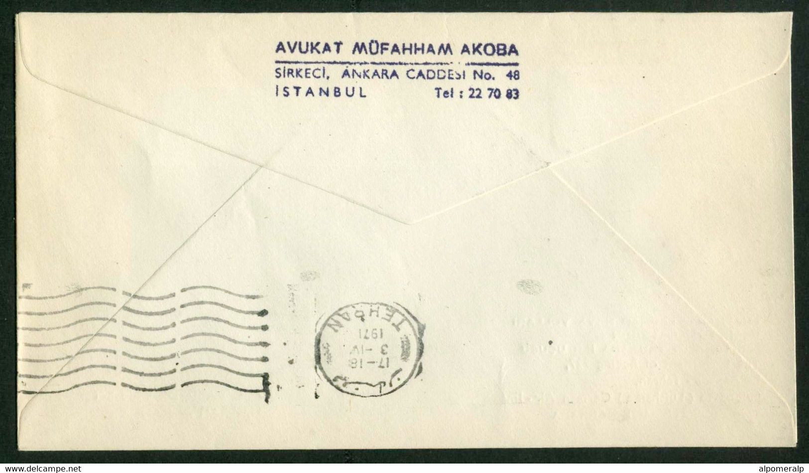 Türkiye 1971 Ankara Tehran Lufthansa Boeing 727 First Flight, April 3 | With Tehran Arrival Postmark | Air Mail, Birds - Luchtpost