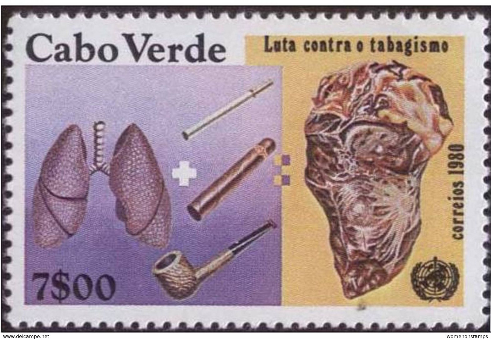 Diseased Lungs, Anti Smoking, Cigar, Cigarette, Tobacco, MNH Cape Verde - Droga