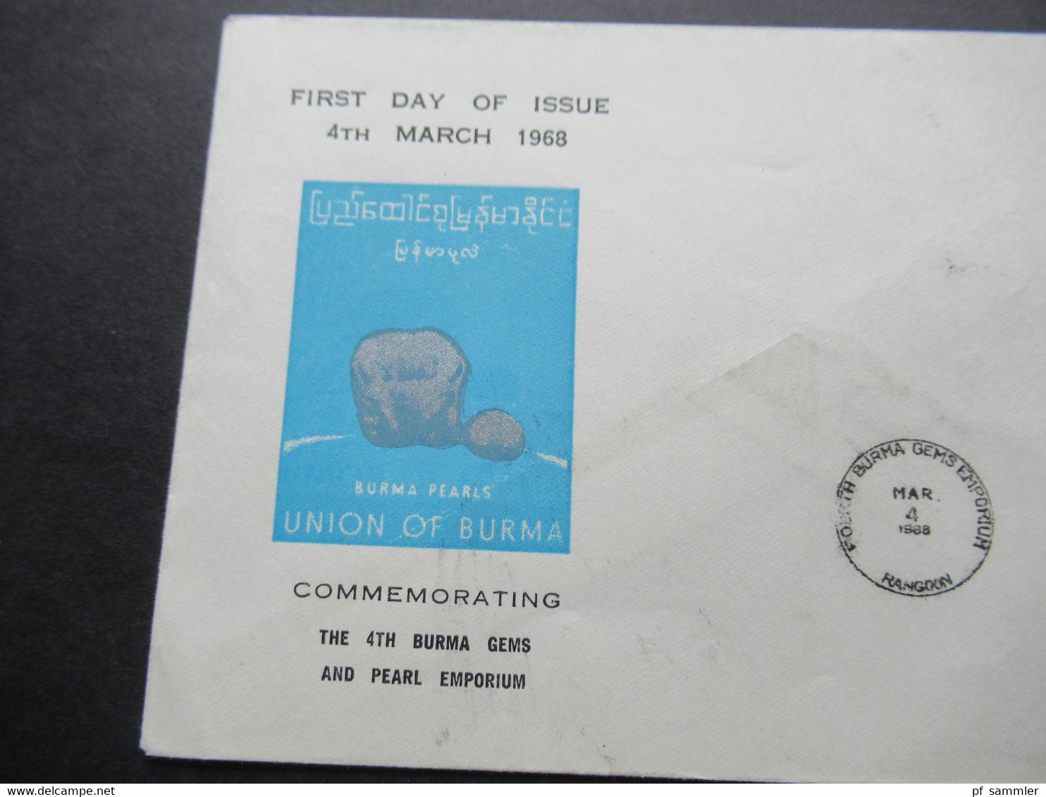 Asien Union of Burma / Burma 1969 FDC Peasant's Day und 1968 Commemmorating the 4th Burma Gems and Pearl Emporium