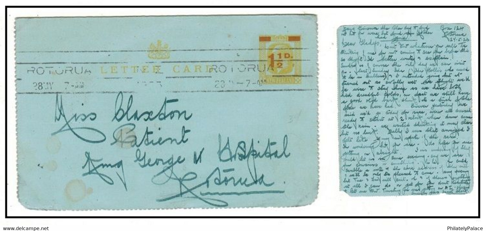 NEW ZEALAND - 1923 1 1/2d Brown On 2d Yellow Postal Stationery Letter Card Used At ROTORUA. H&G 16 (**) - Brieven En Documenten