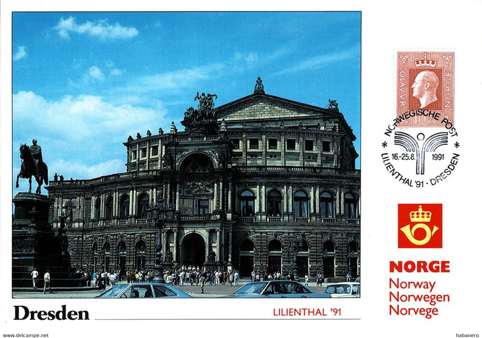 NORWAY 1991 PU83 LILIENTHAL '91 DRESDEN EXHIBITION CARD - Tarjetas – Máximo