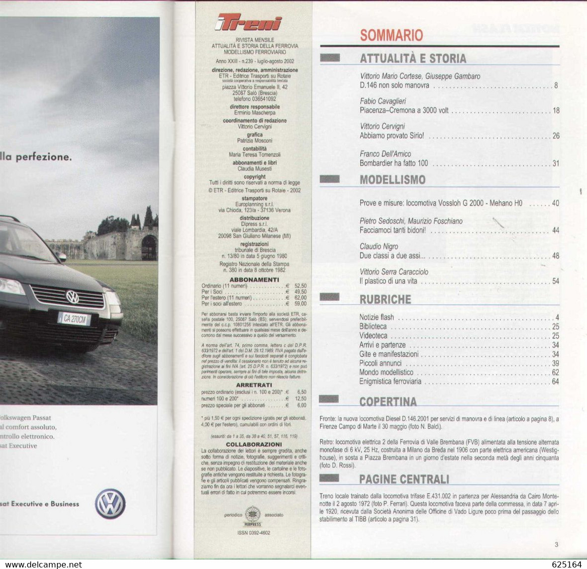 Magazine I TRENI Luglio-Agosto 2002 N.239 - Un Viaggio Sul Sirio - En Italien - Non Classificati