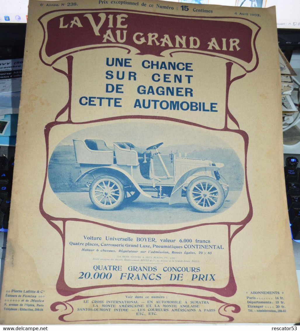 Revue La Vie Au Grand Air 4 Avril  1903 - Sonstige & Ohne Zuordnung