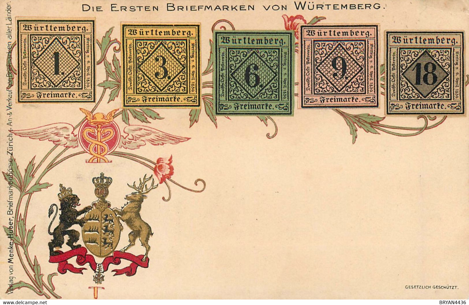 WURTEMBERG - CARTE PRECURSEUR - REPRESENTATION Des PREMIERS TIMBRE Du WURTEMBERG - Peu Courant, TRES BON ETAT - Otros & Sin Clasificación