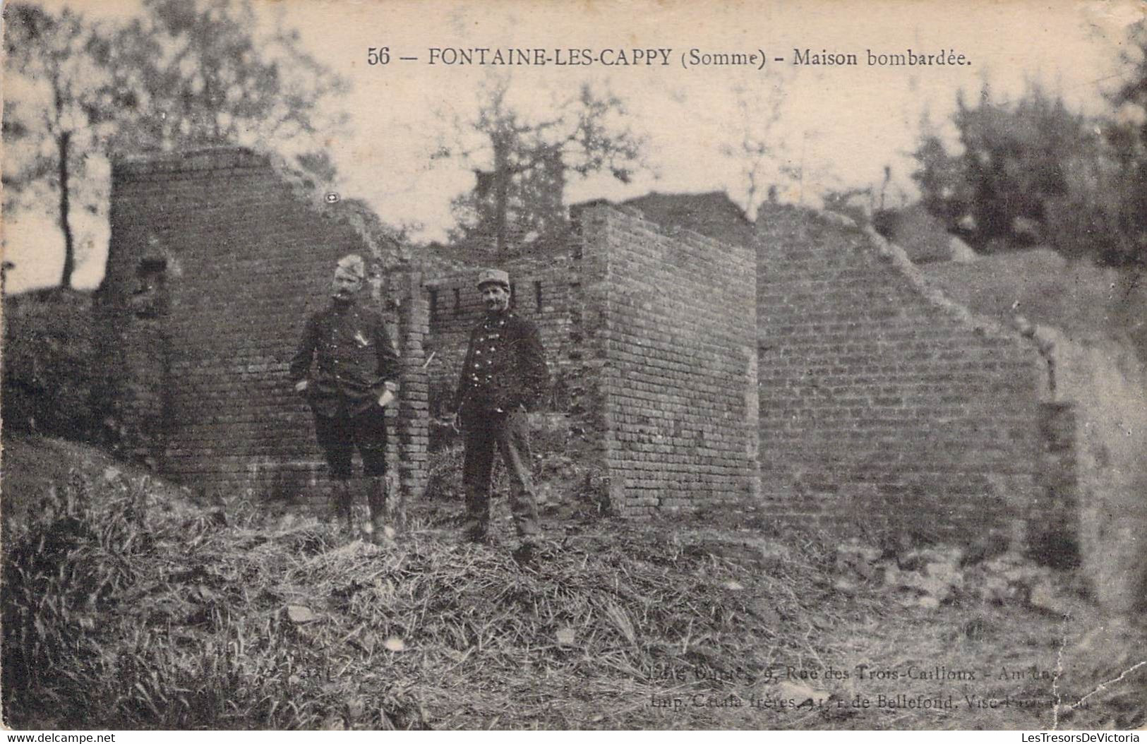 CPA - 80 - FONTAINE LES CAPPY - Somme - Maison Bombardée - Deux Soldats Posent Devant Une Ruine - Other & Unclassified