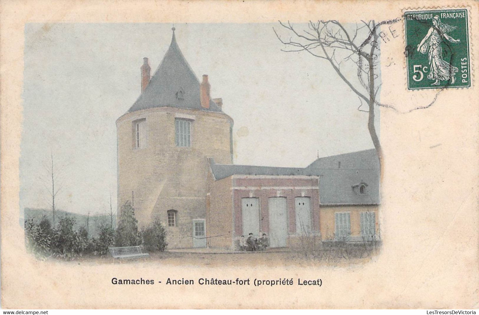 CPA - 80 - GAMACHES - Ancien Chateau Fort - Propriété Lecat - Colorisé - SIMI Aquarelle Berger Frères Paris - 1909 - Sonstige & Ohne Zuordnung