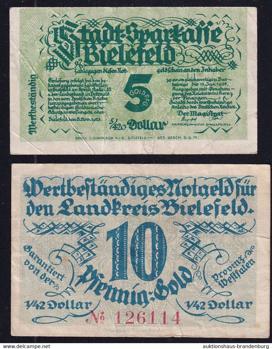 2x Bielefeld: 5 + 10 Goldpfennig = 5/420 + 1/42 Dollar 1943 - Ohne Zuordnung