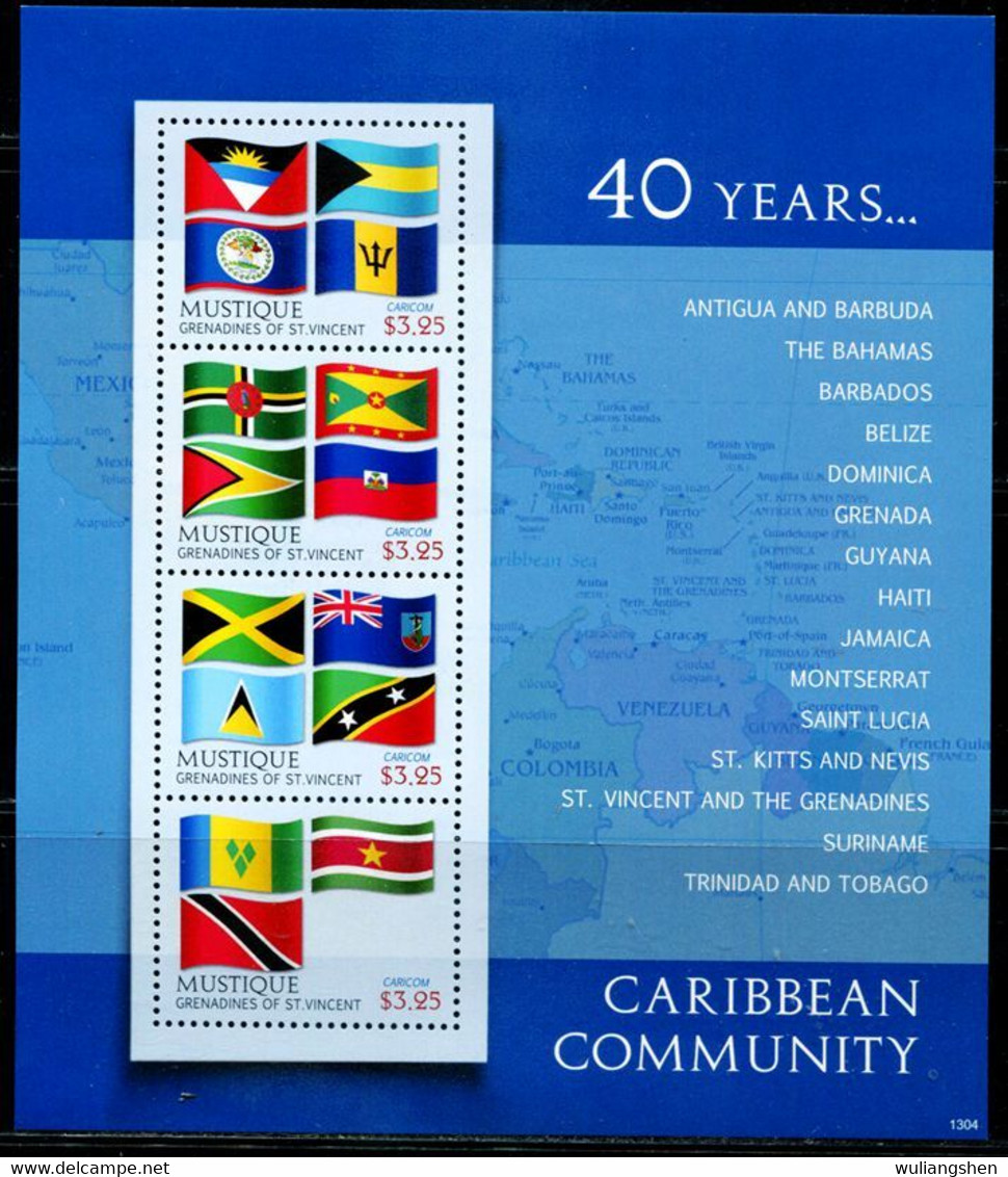 XH0803 Grenada 2020 Caribbean Summit Flag Map S/S MNH - Timbres