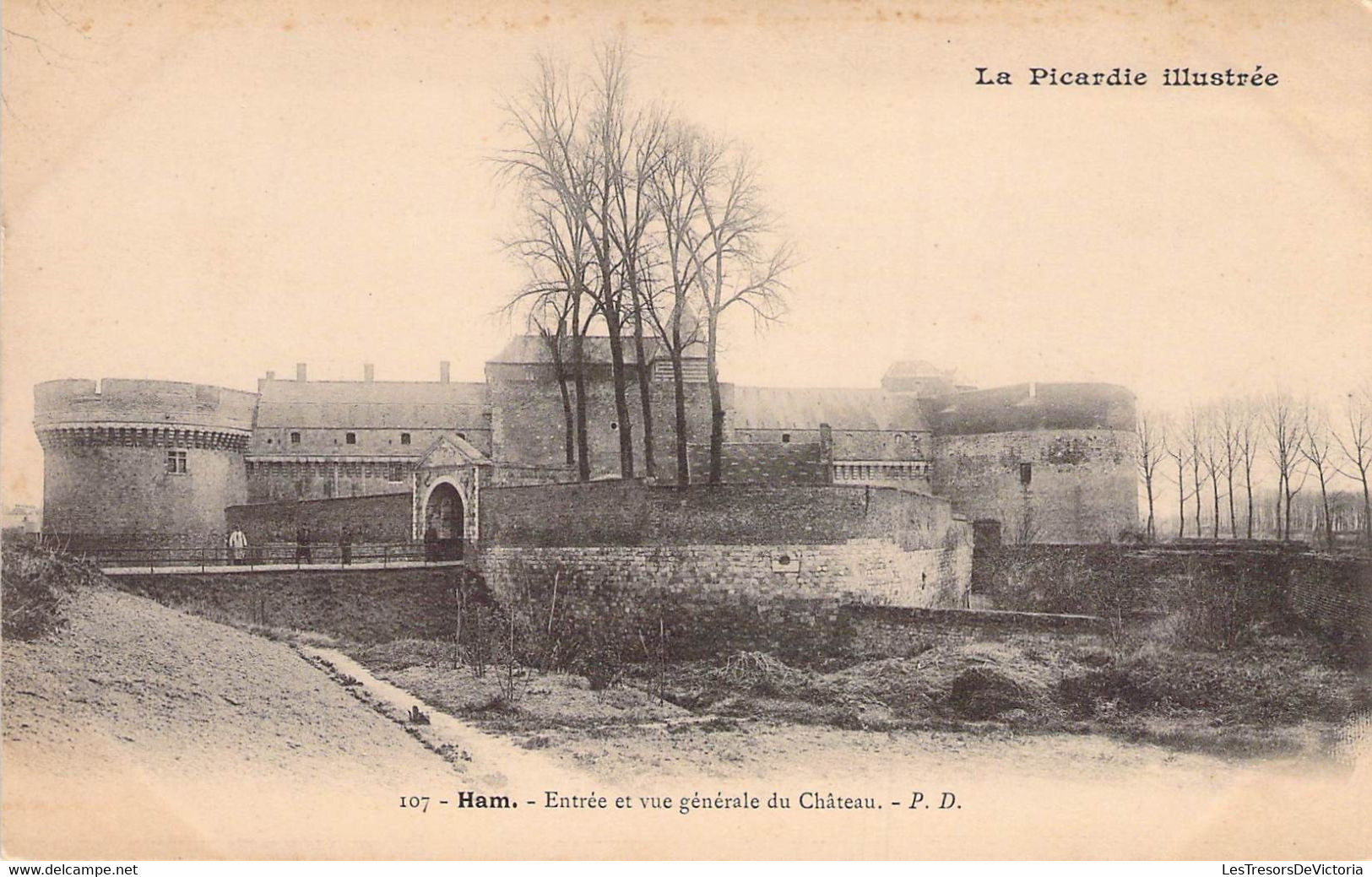 CPA - 80 - HAM - Somme - Entrée Et Vue Générale Du Chateau - PICARDIE ILLUSTREE - Dos Non Divisé - P.D. - Ham