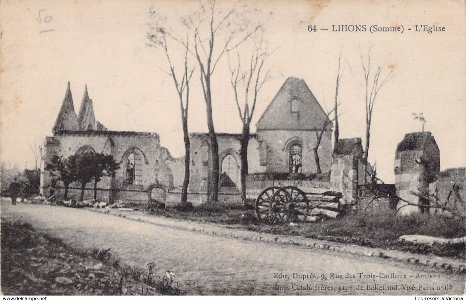 CPA - MILITARIAT - 1914 - Somme LIHONS - L'église Bombardée - Dupré Edit Amiens - Guerre 1914-18