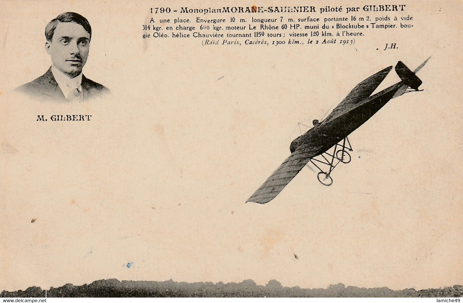 AVIATION Monoplan MORANE-SAULNIER Piloté Par GILBERT - 1914-1918: 1ère Guerre