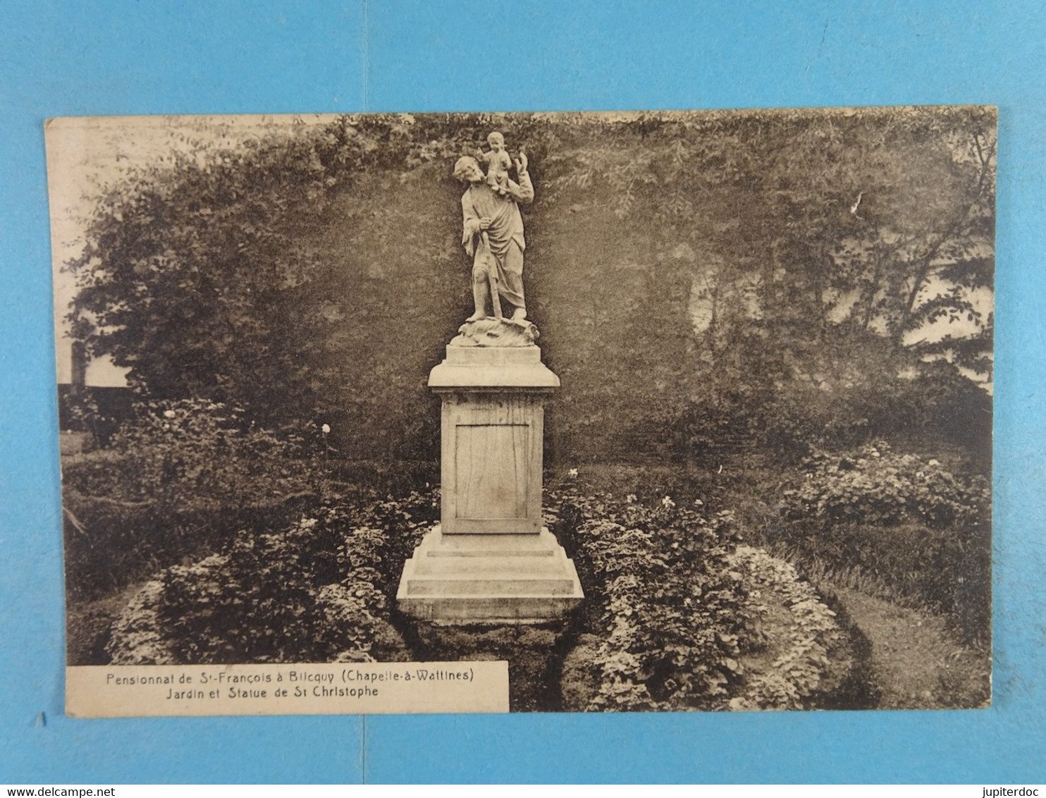 Pensionnat St-François à Blicquy (Chapelle-à-Wattines) Jardin Et Statue De St Christophe - Leuze-en-Hainaut