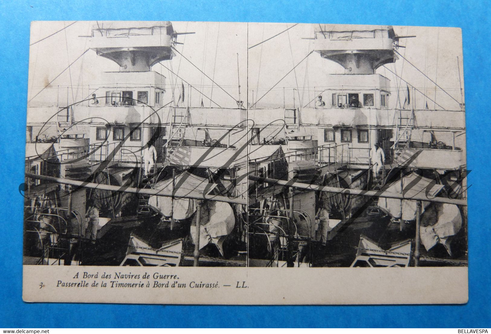 A Bord Des Navires De Geurre.  N°24 & N°3 Carte Postale Stereoscopique Stereo Postkaart X 2 Pc. - Cartes Stéréoscopiques